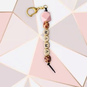 MAMA Silicone/wood bead Keychain